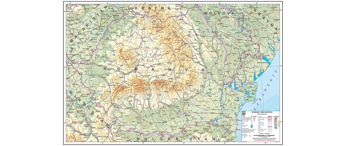 1/1.000.000 ölçekli Romanya Siyasi ve Fiziki Haritaları üretilerek satışa sunulmuştur.