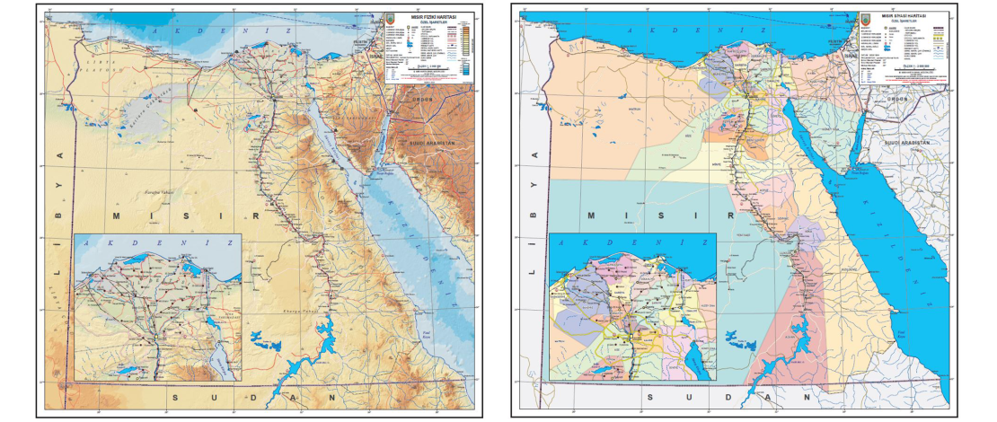 1/2.000.000 ölçekli Mısır Siyasi ve Fiziki Haritaları üretilerek satışa sunulmuştur.