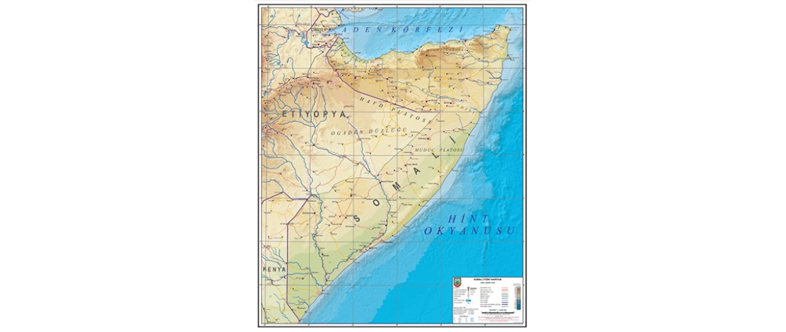 1/2.500.000 ölçekli Somali Siyasi ve Fiziki Haritaları satışa sunulmuştur.