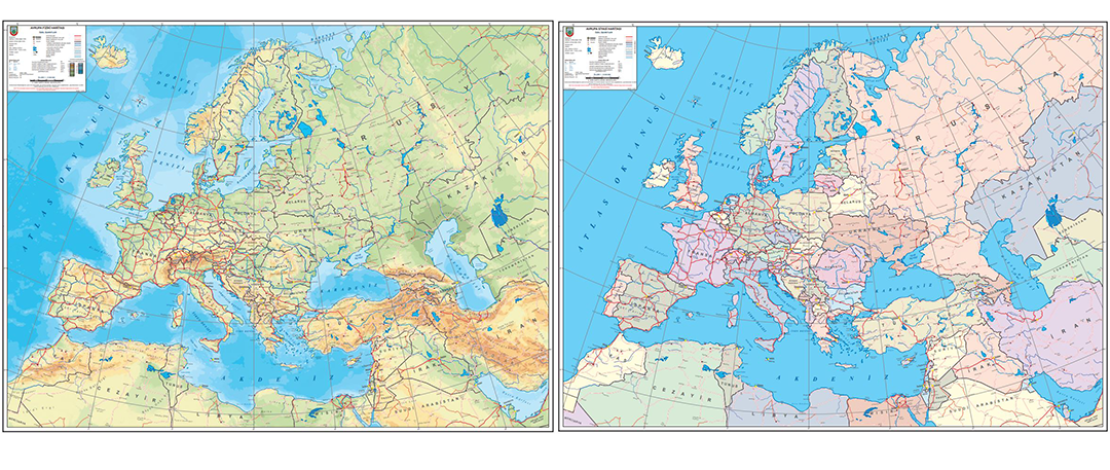 1/5.000.000 ölçekli Avrupa Siyasi ve Fiziki Haritaları üretilerek satışa sunulmuştur.