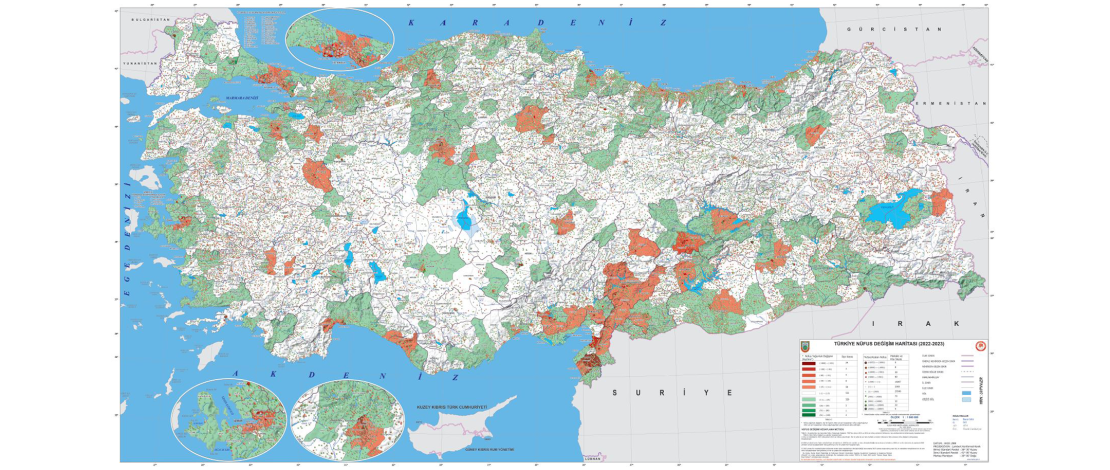 Türkiye Nüfus Değişim Haritası (2022-2023)