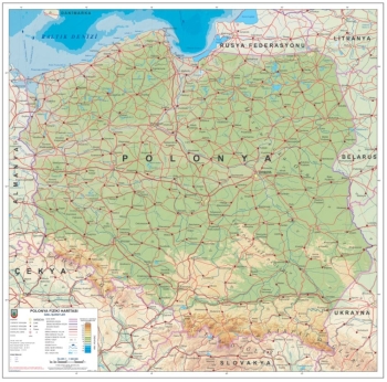 1:1.000.000 Ölçekli Raster Polonya Fiziki Haritası