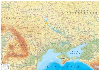 1:1.000.000 Ölçekli Raster Ukrayna Fiziki Haritası