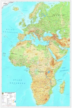 1:10.000.000 Ölçekli Raster Afrika ve Avrupa Fiziki Haritası