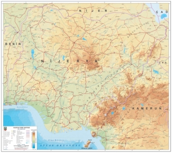 1:1.500.000 Ölçekli Raster Nijerya Fiziki Haritası