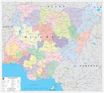 1:1.500.000 Ölçekli Raster Nijerya Siyasi Haritası