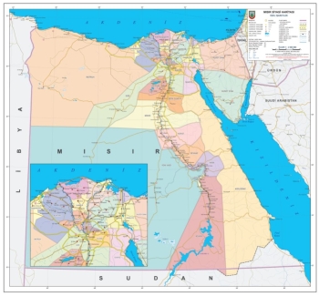1:2.000.000 Ölçekli Raster Mısır Siyasi Haritası