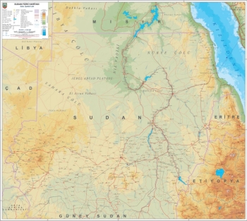 1:2.000.000 Ölçekli Raster Sudan Fiziki Haritası