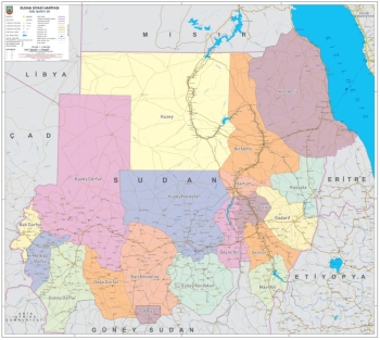 1:2.000.000 Ölçekli Raster Sudan Siyasi Haritası