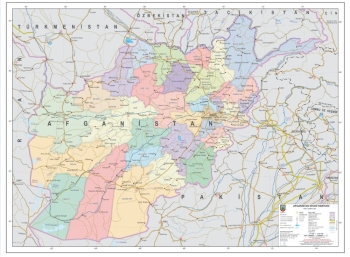 1:2.200.000 Ölçekli Raster Afganistan Siyasi Haritası