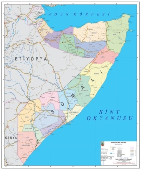 1:2.500.000 Ölçekli Raster Somali Siyasi Haritası