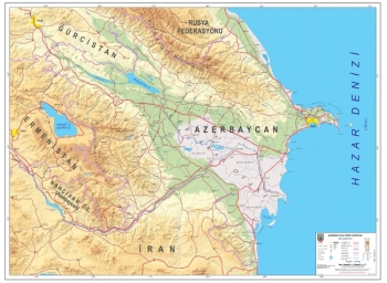 1:750.000 Ölçekli Raster Azerbaycan Fiziki Haritası