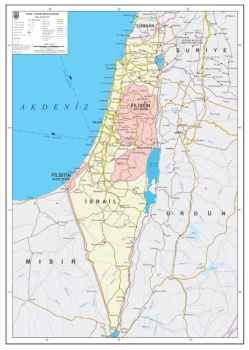 1:800.000 Ölçekli Raster İsrail Filistin Siyasi Haritası