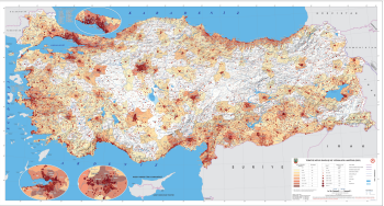 Türkiye Nüfus Dağılışı ve Yoğunluğu Haritası (2023)